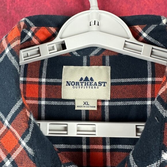 NORTHEAST OUTFITTERS MEN'S PLAID BUTTON DOWN FLANEL SHIRT SIZE XL BLACK ORANGE - Picture 2 of 10